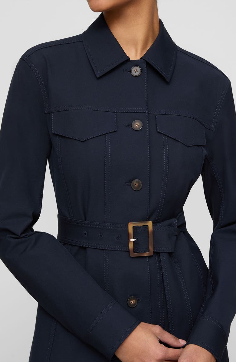 Lafayette 148 New York Techno Stretch Twill Belted Jacket, Alternate, color, Ink