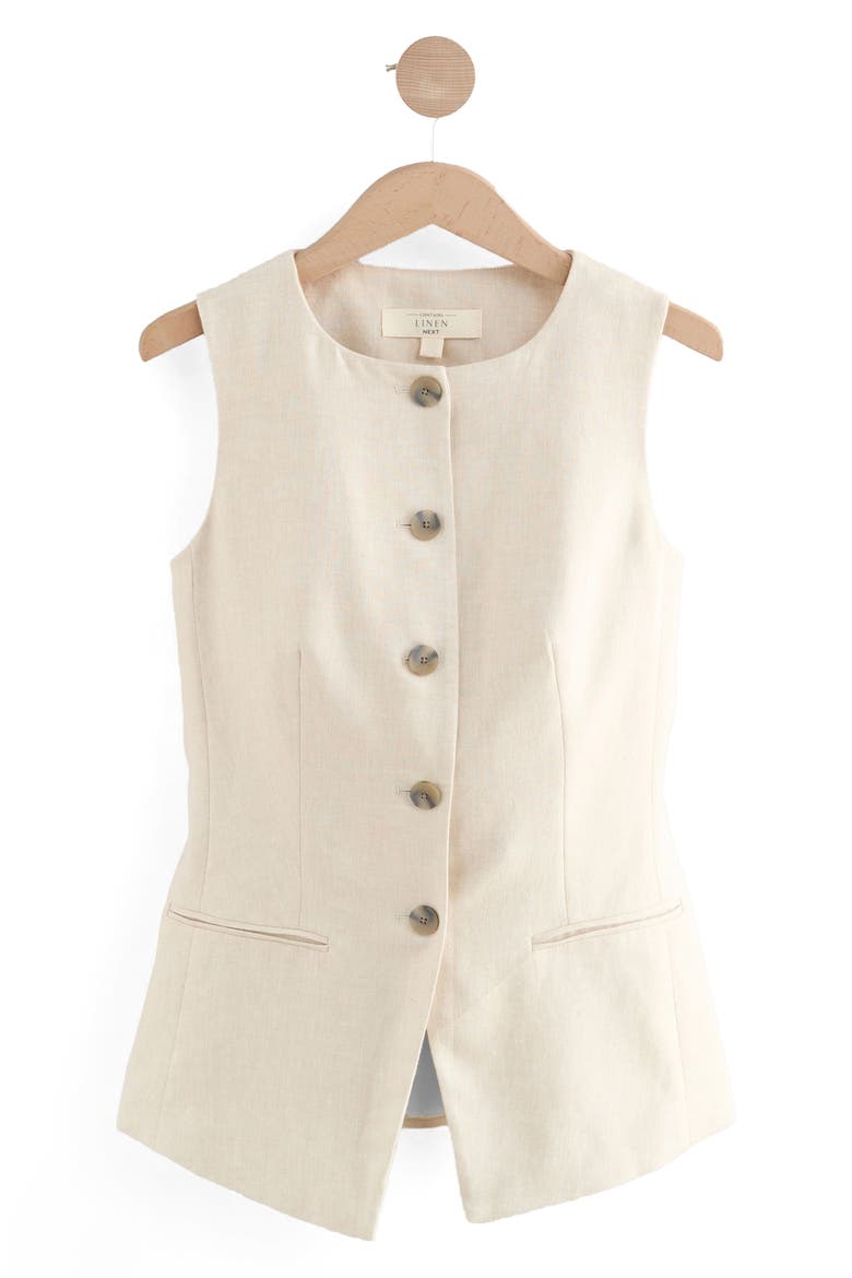 Long Linen Blend Vest, Alternate, color, NEUTRAL