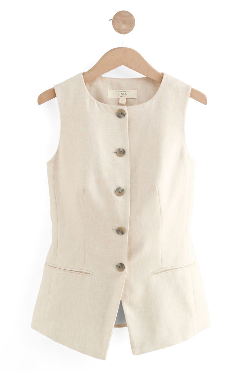 NEXT Long Linen Blend Vest, Alternate, color, Neutral
