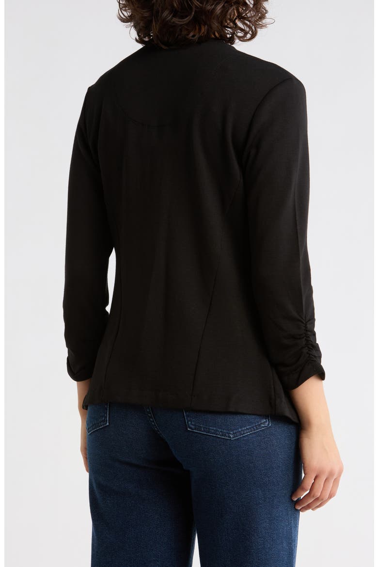 Irene Ruched Sleeve Open Front Blazer, Alternate, color, BLACK