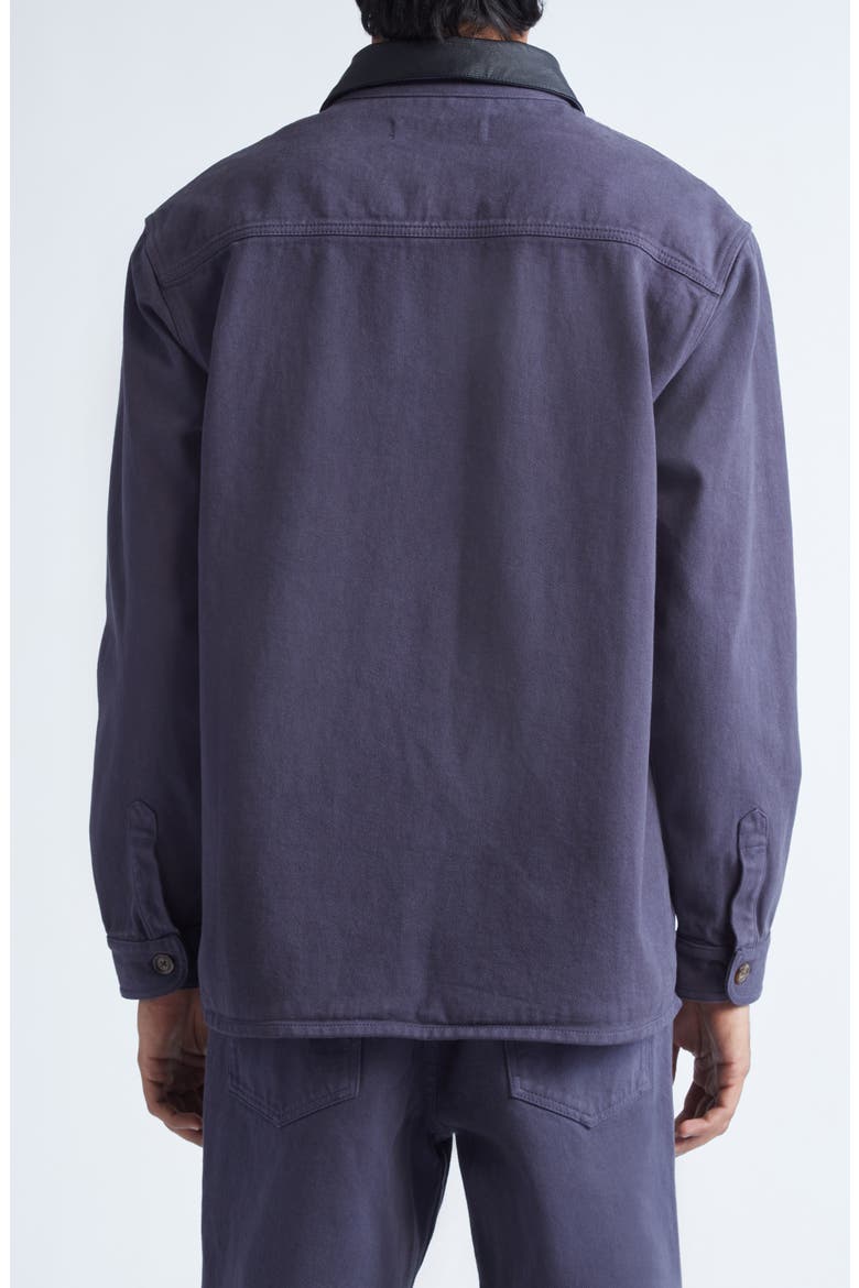 Leather Collar Twill Overshirt, Alternate, color, DARK BLUE