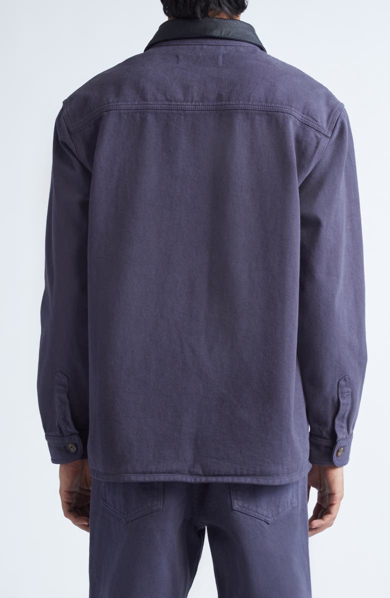 PALMES Leather Collar Twill Overshirt, Alternate, color, Dark Blue