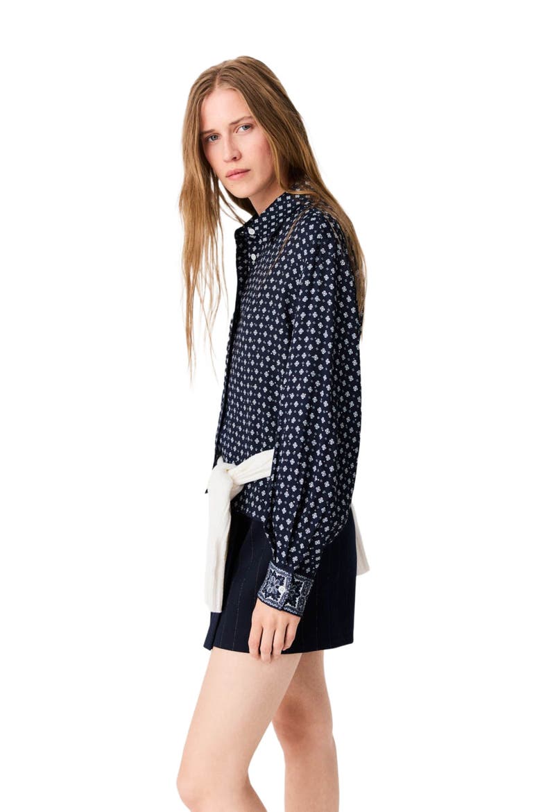 Patterned rhinestone shirt, Alternate, color, Navy loungewear