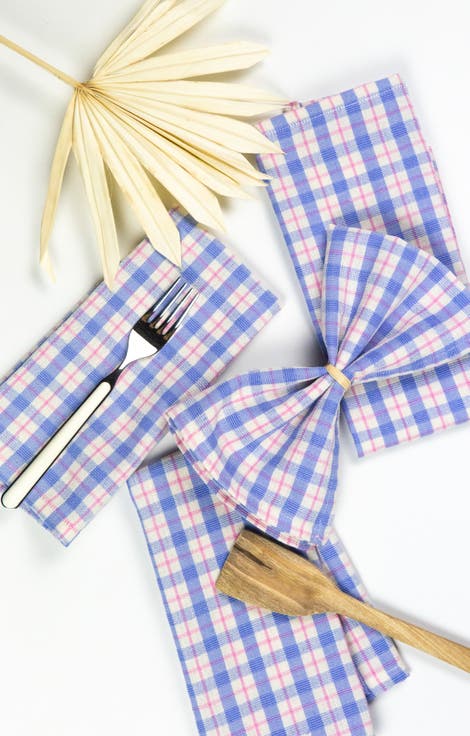 Handwoven Colorful Plaid Cotton Napkins, Set of 4