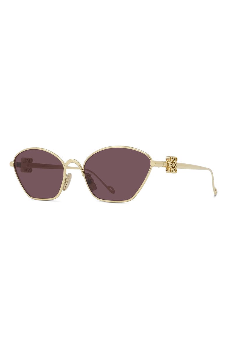 Loewe 57mm Cat Eye Sunglasses, Alternate, color, Shiny Endura Gold / Violet