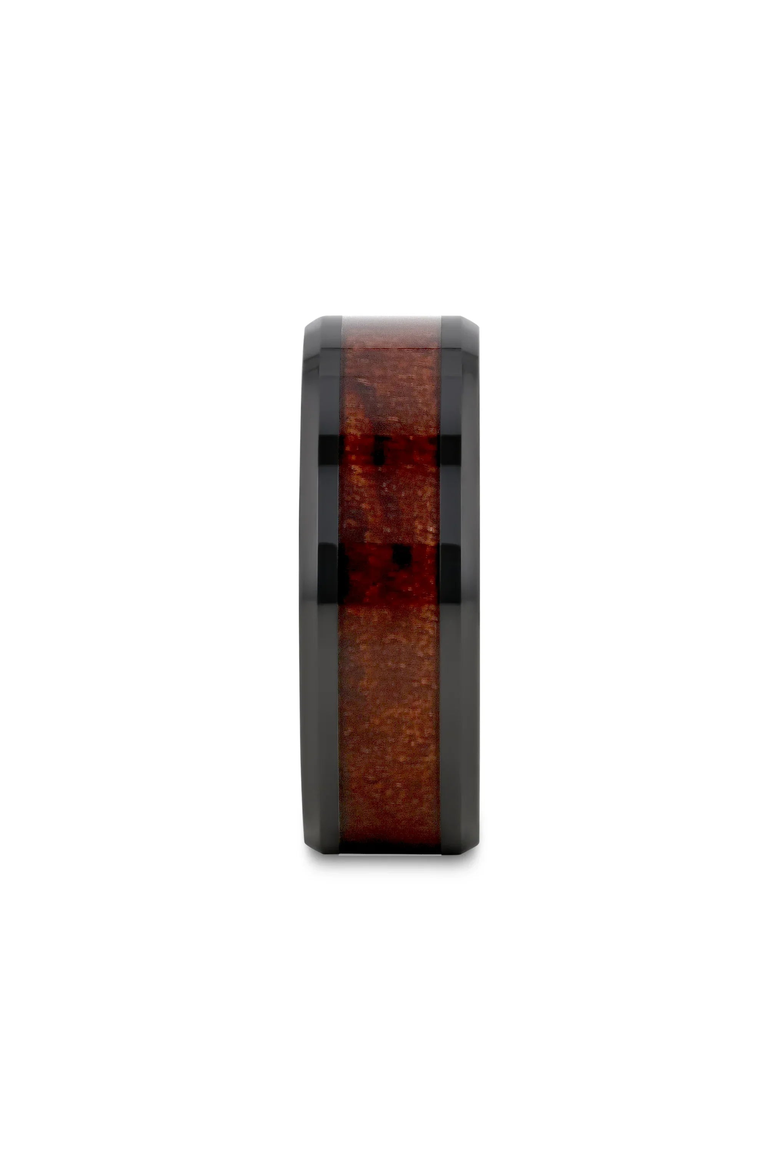 Benny Ceramic Beveled Wedding Band, Alternate, color, Black / Bubinga Wood