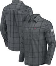 Darius Rucker Collection by Fanatics Men's Darius Rucker Collection by Fanatics Gray Philadelphia Phillies Thin Wale Corduroy Plaid Button Up Shirt
