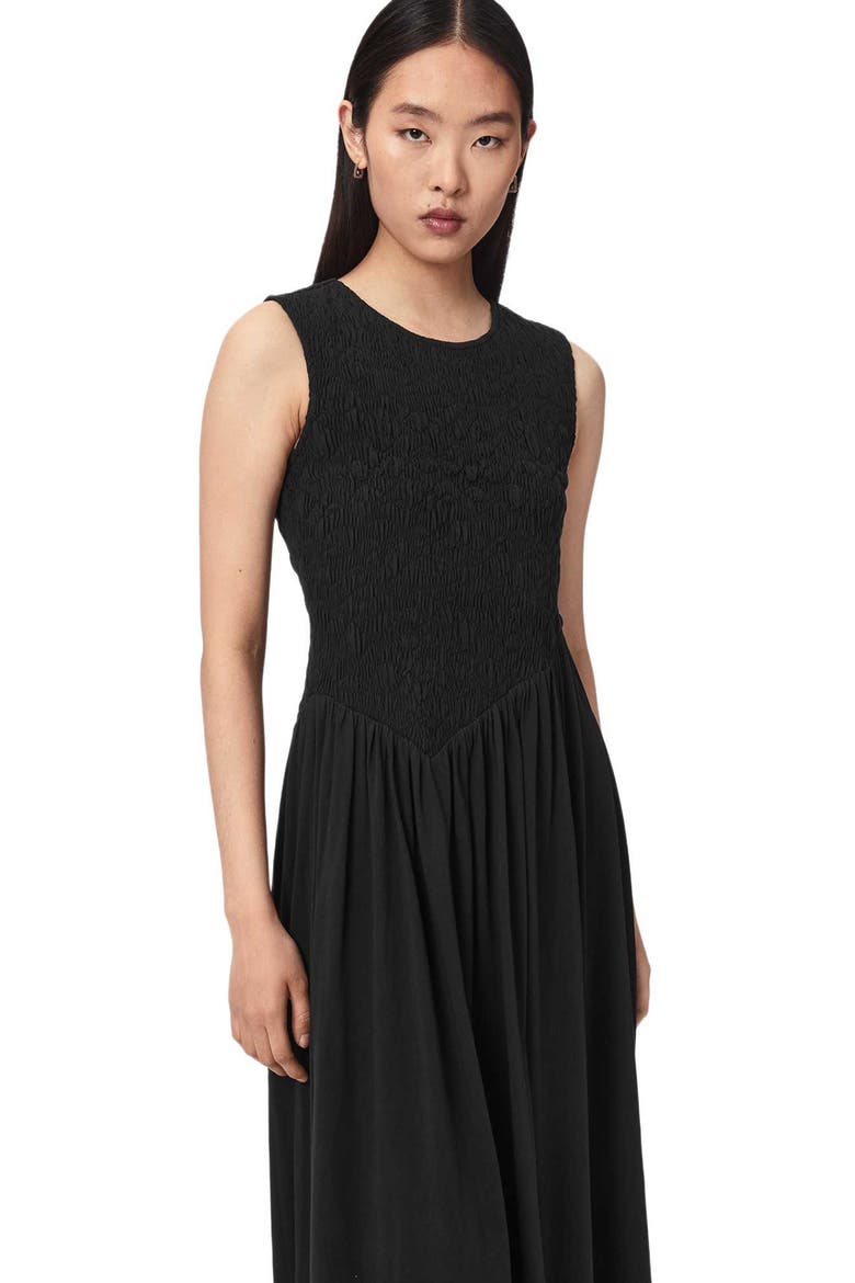Luna Crinkle Maxi Dress, Alternate, color, BLACK