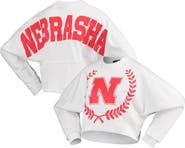SPIRIT JERSEY Women's White Nebraska Huskers Laurels Crop Long Sleeve T-Shirt