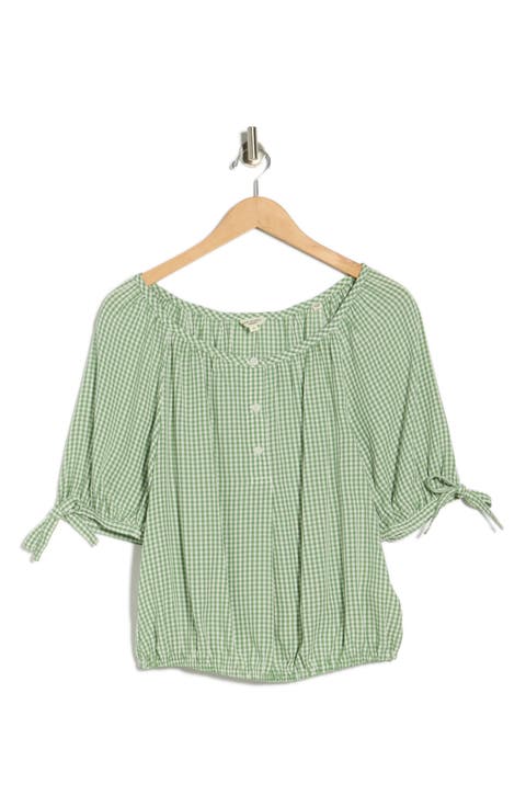 Gingham Bubble Hem Top