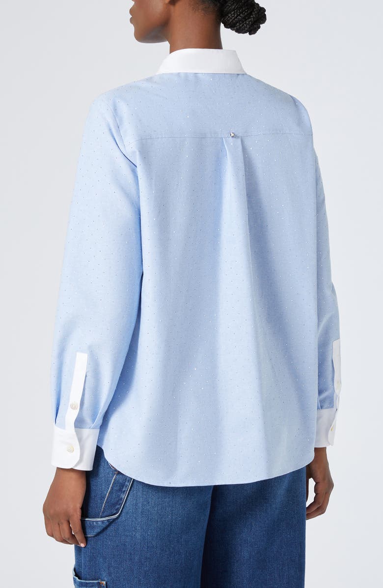 Marina Rinaldi Ulrico Metallic Cotton Tuxedo Shirt, Alternate, color, Light Blue