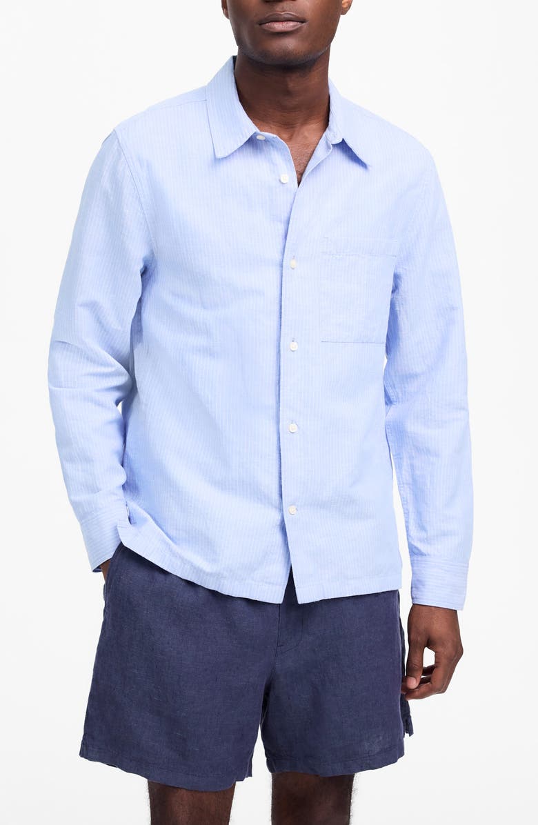 Madewell Stripe Linen & Cotton Button-Up Shirt, Main, color, Newbridge Stripe