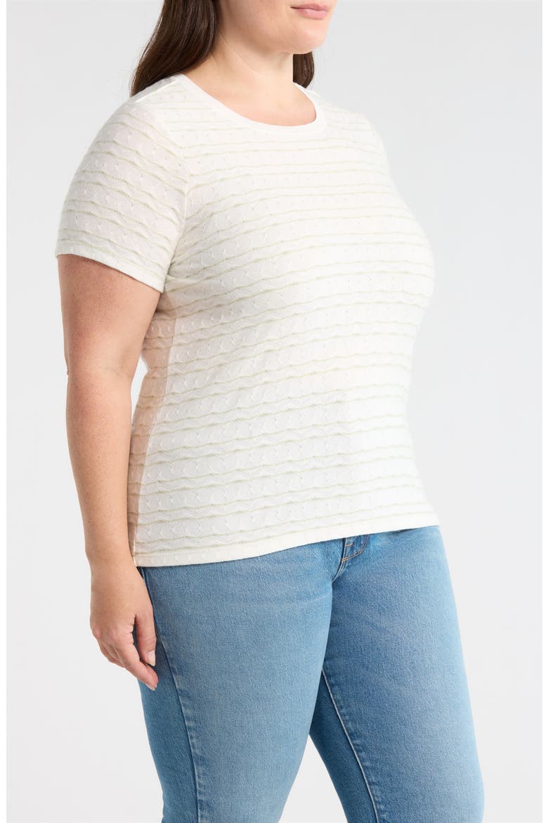 Wavy Jacquard Stripe T-Shirt, Alternate, color, BONE/ MATCHA GREEN STRIPE