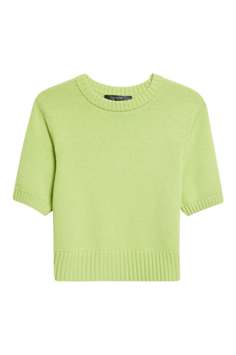 Elsie Short Sleeve Wool & Cashmere Sweater, Alternate, color, LIME