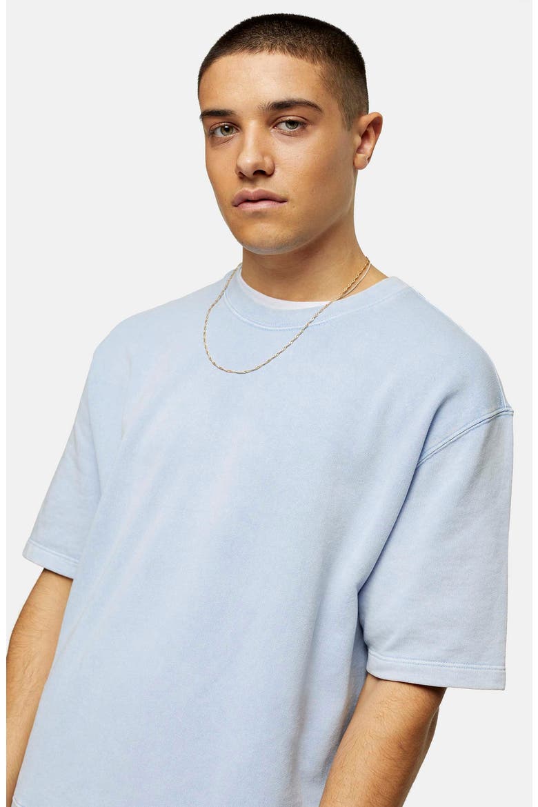 Short Sleeve French Terry Sweatshirt, Alternate, color, BLUE