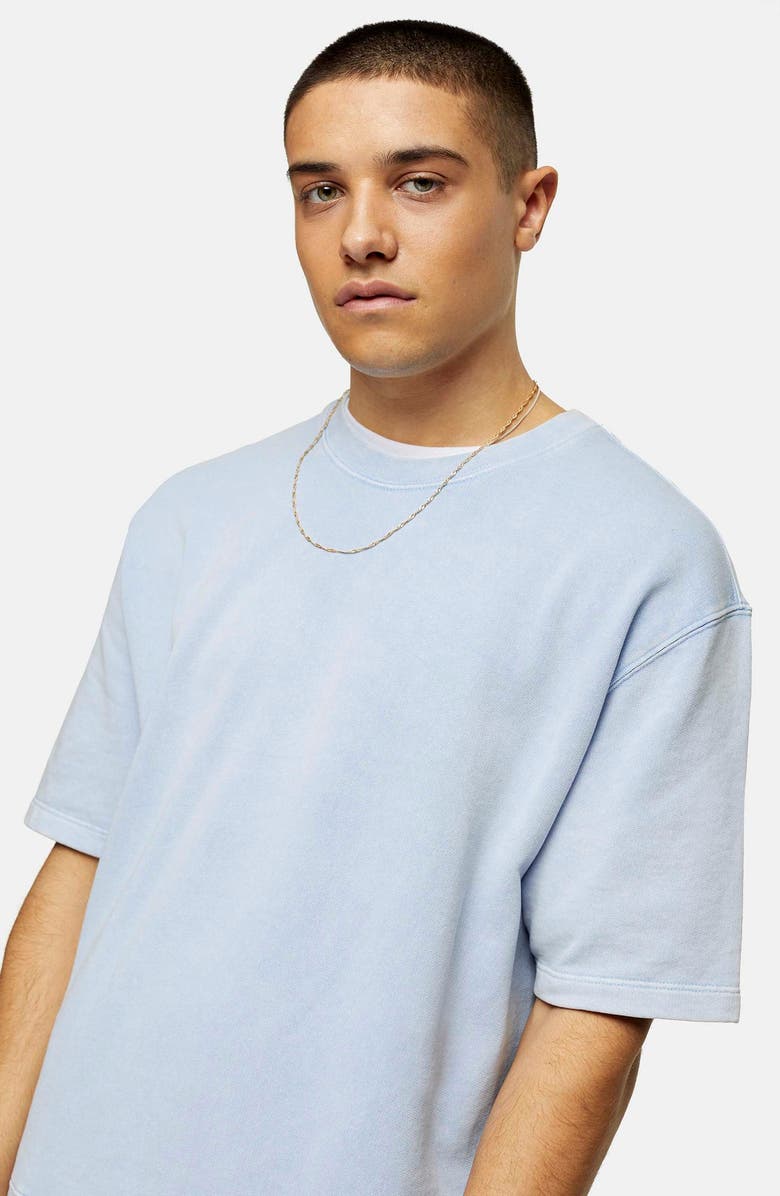 Topman Short Sleeve French Terry Sweatshirt, Alternate, color,