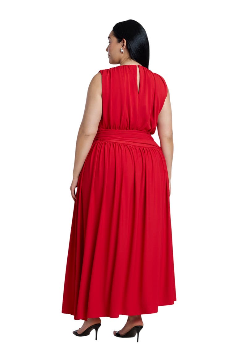 Tie Detail Drop Waist Maxi Dress, Alternate, color, BARBADOS CHERRY