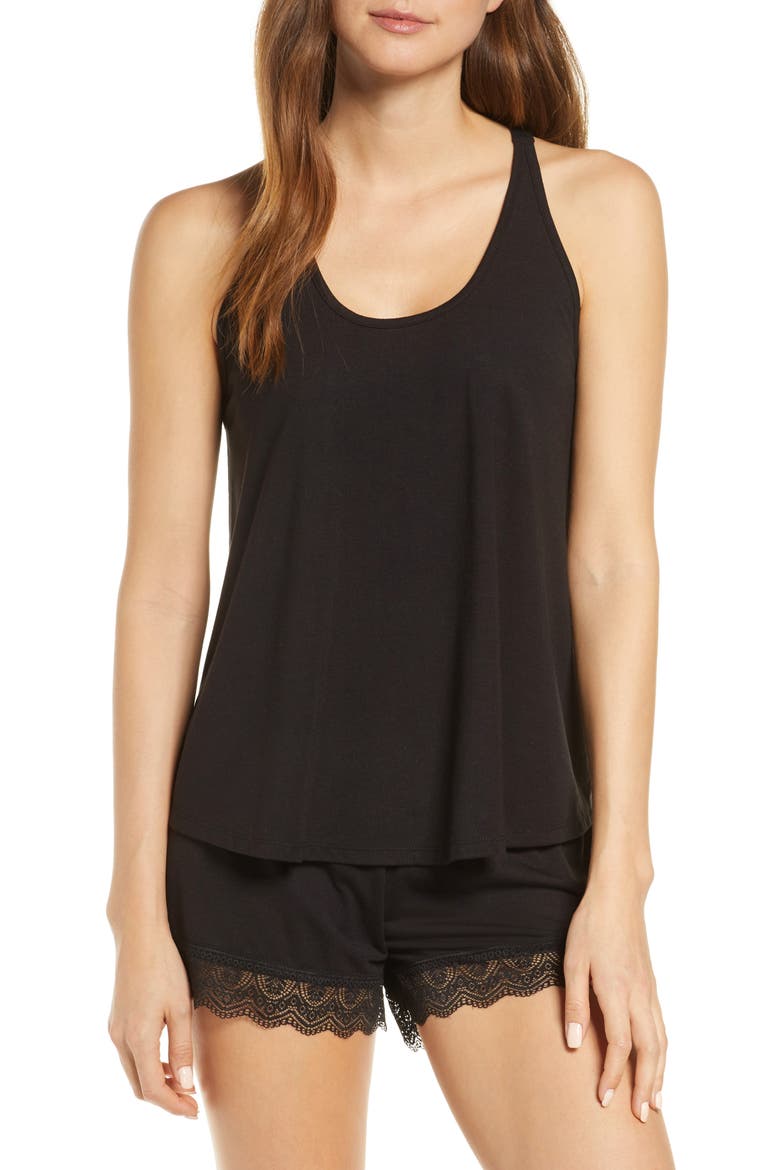 Stephanie Knit Short Pajamas, Main, color, BLACK