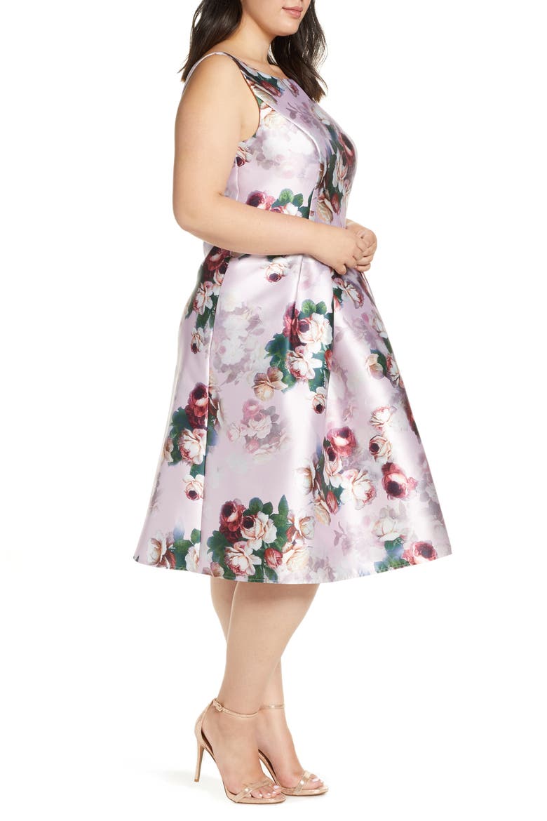 Marilyn Floral Print Satin Cocktail Dress, Alternate, color, PINK