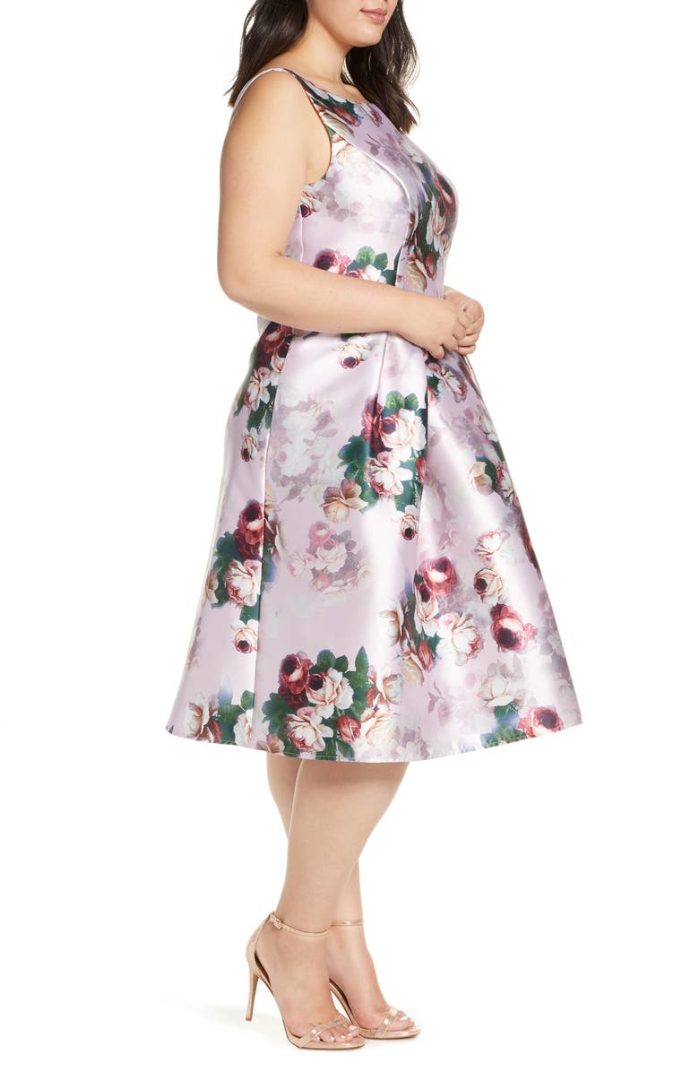 Chi Chi London Marilyn Floral Print Satin Cocktail Dress, Alternate, color, 