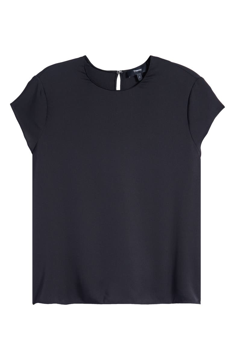 Theory Cap Sleeve Silk Top, Alternate, color, Black - 001