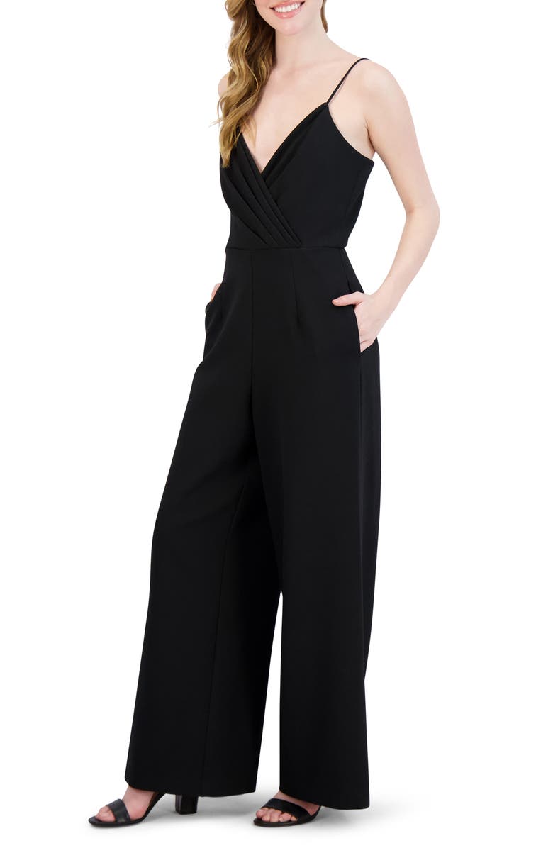 Julia Jordan V-Neck Sleeveless Jumpsuit, Alternate, color, Black