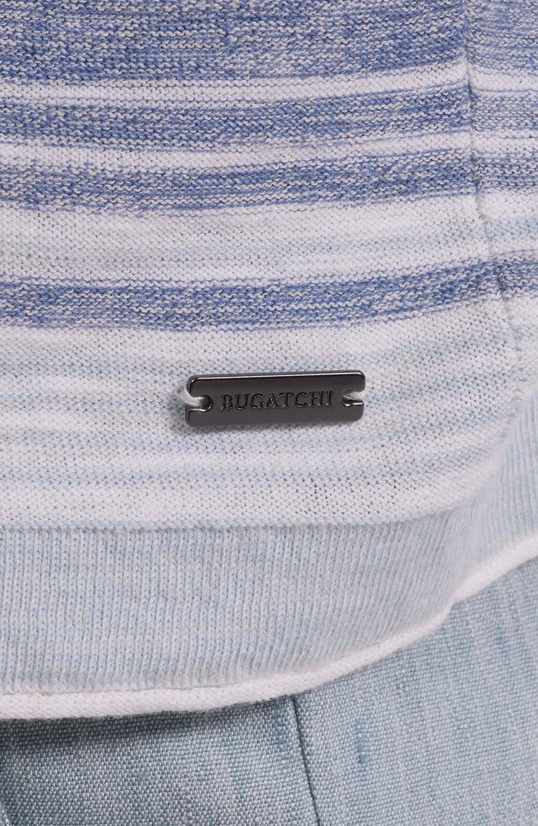Bugatchi Stripe Cotton Crewneck Sweater, Alternate, color, Cobalt