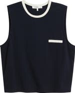 FRAME The Tipped Piqué Pocket Tank