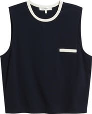 FRAME The Tipped Piqué Pocket Tank