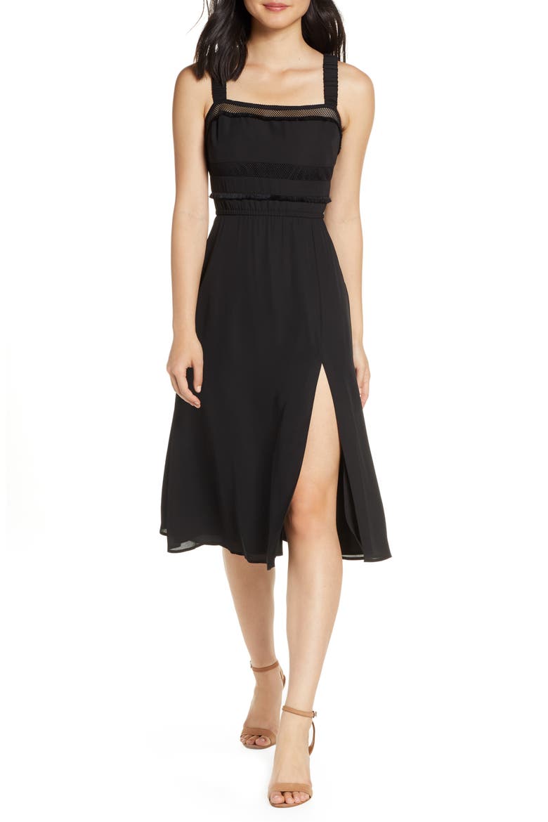 Mimosa Please Midi Dress, Main, color, BLACK