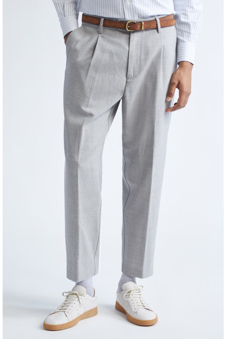 Pleated Wool Pants, Main, color, 13 LIGHT GRAY MELANG