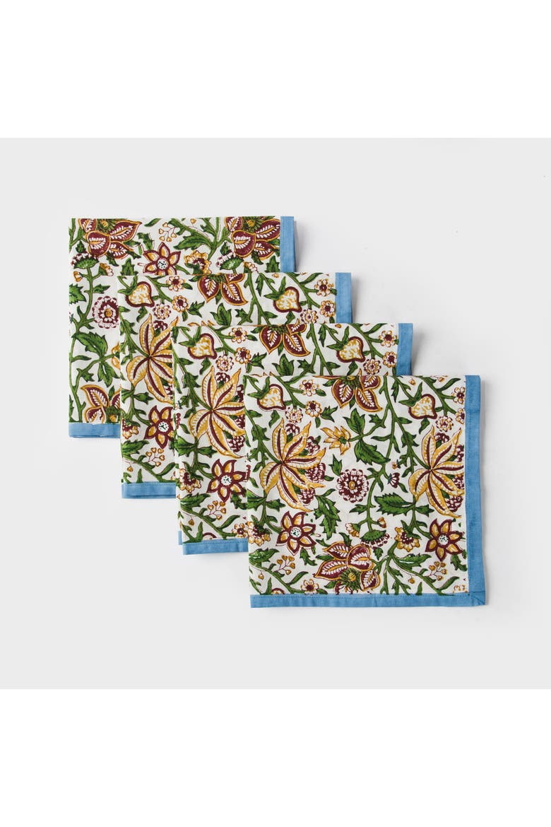 Florin Hand Block Printed Napkins - Set of 4, Alternate, color, Florin