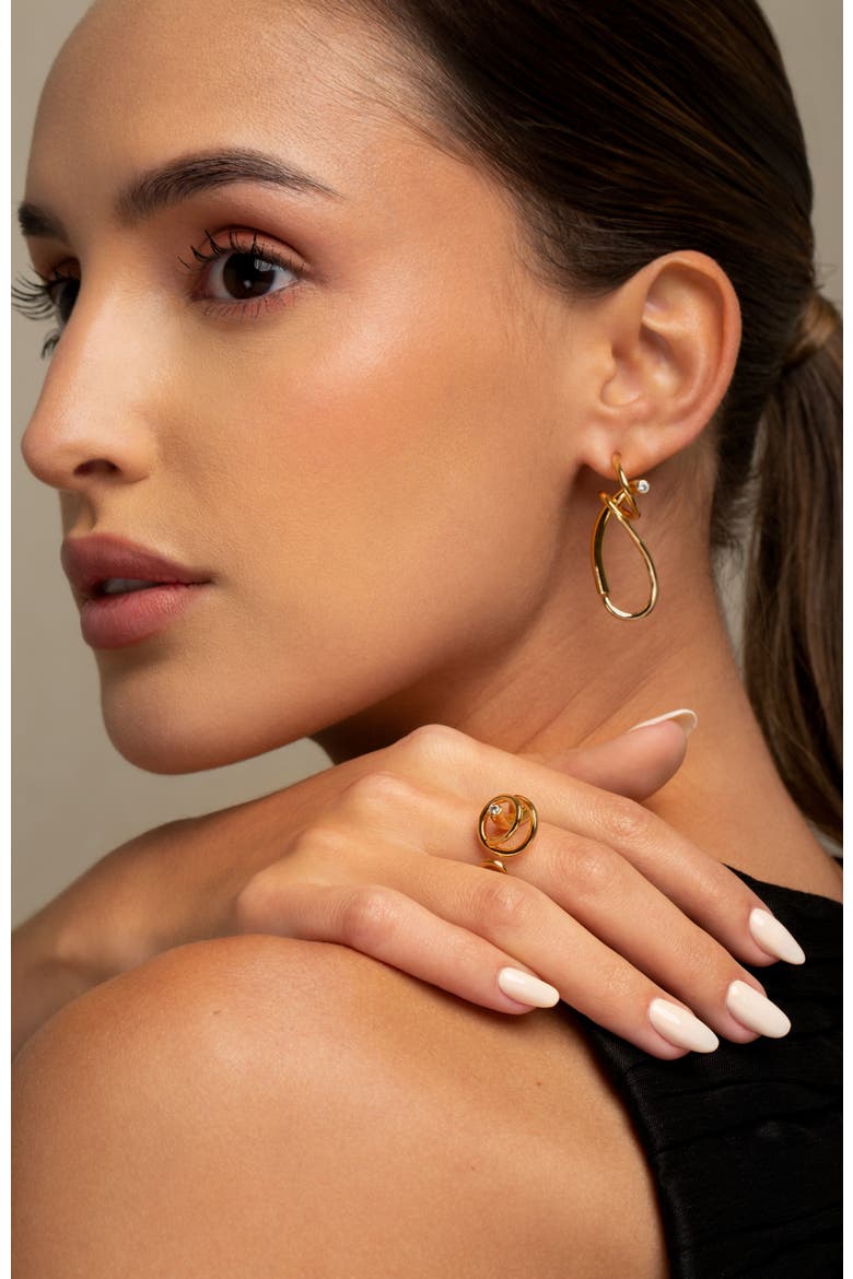 Calei zirconia  drop earrings, Alternate, color, GOLD PLATE