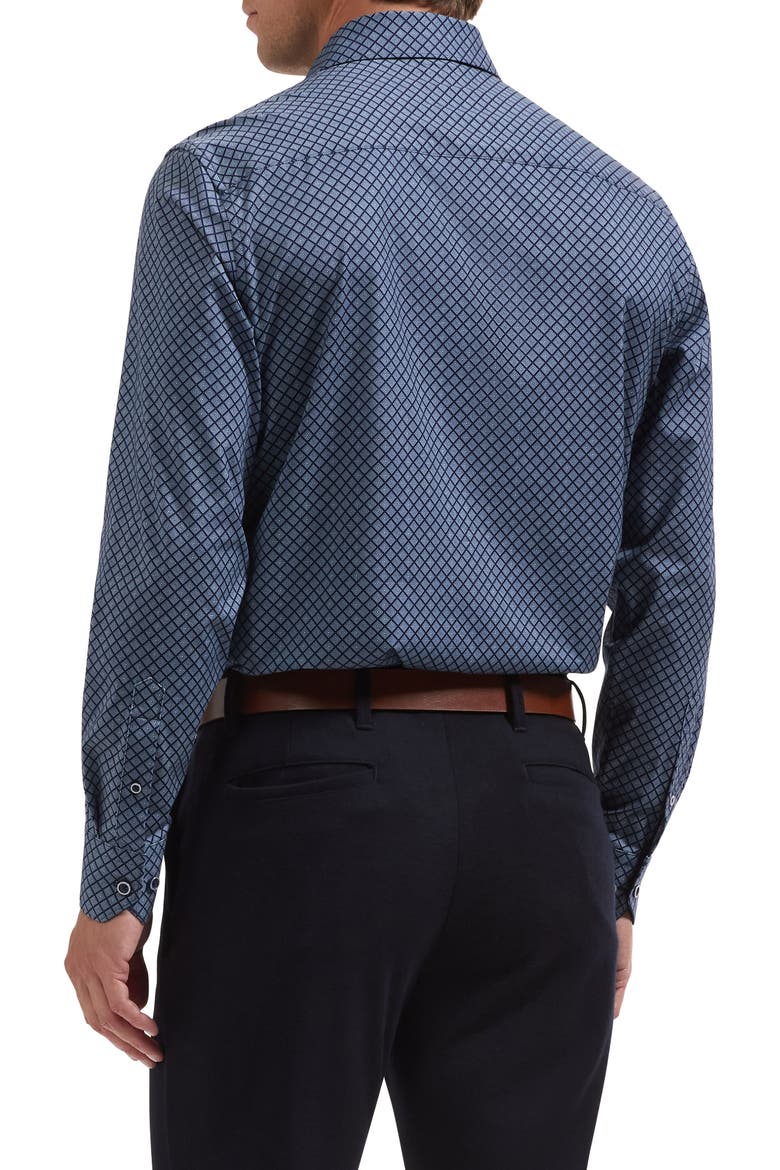 James OoohCotton Geometric Long Sleeve Button-Up Shirt, Alternate, color, NAVY
