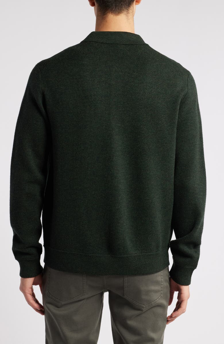 Robert Barakett Bristol Collared Merino Wool Milano Stitch Cardigan, Alternate, color, Olive