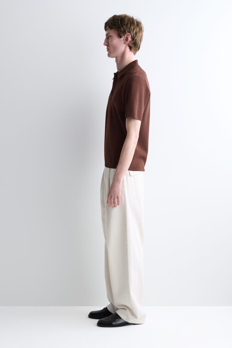 Slim Ribbed Bouclé-Knit Polo Shirt, Alternate, color, RUST