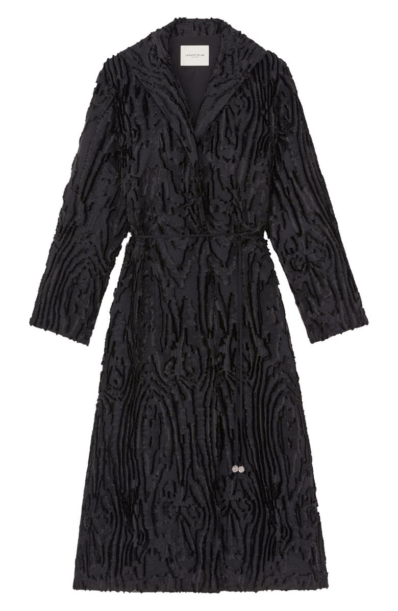 Lafayette 148 New York Wood Grooves Clipped Jacquard Longline Wrap Coat, Alternate, color,