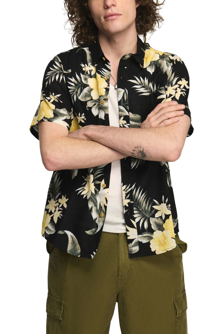 San Gabriel Floral Short Sleeve Shirt, Main, color, BLACK FLORAL