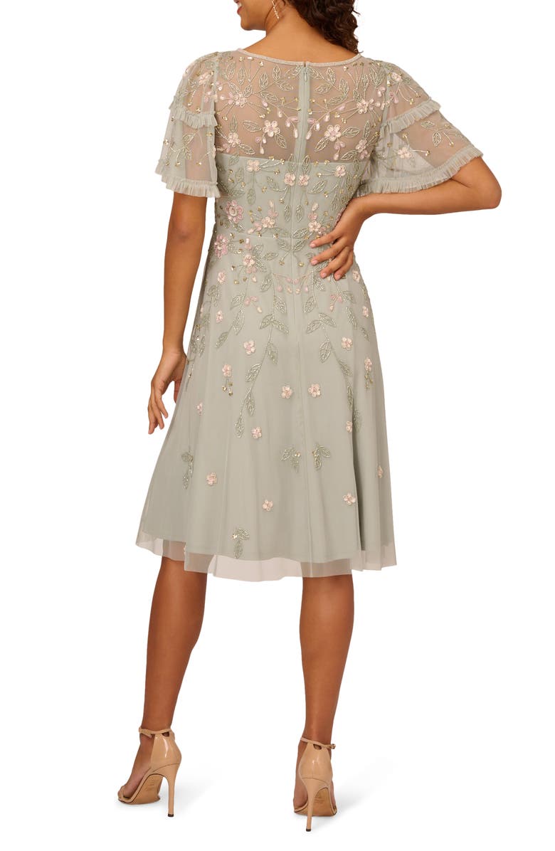 Adrianna Papell Bead Embellished Cocktail Dress, Alternate, color, Frosted Sage