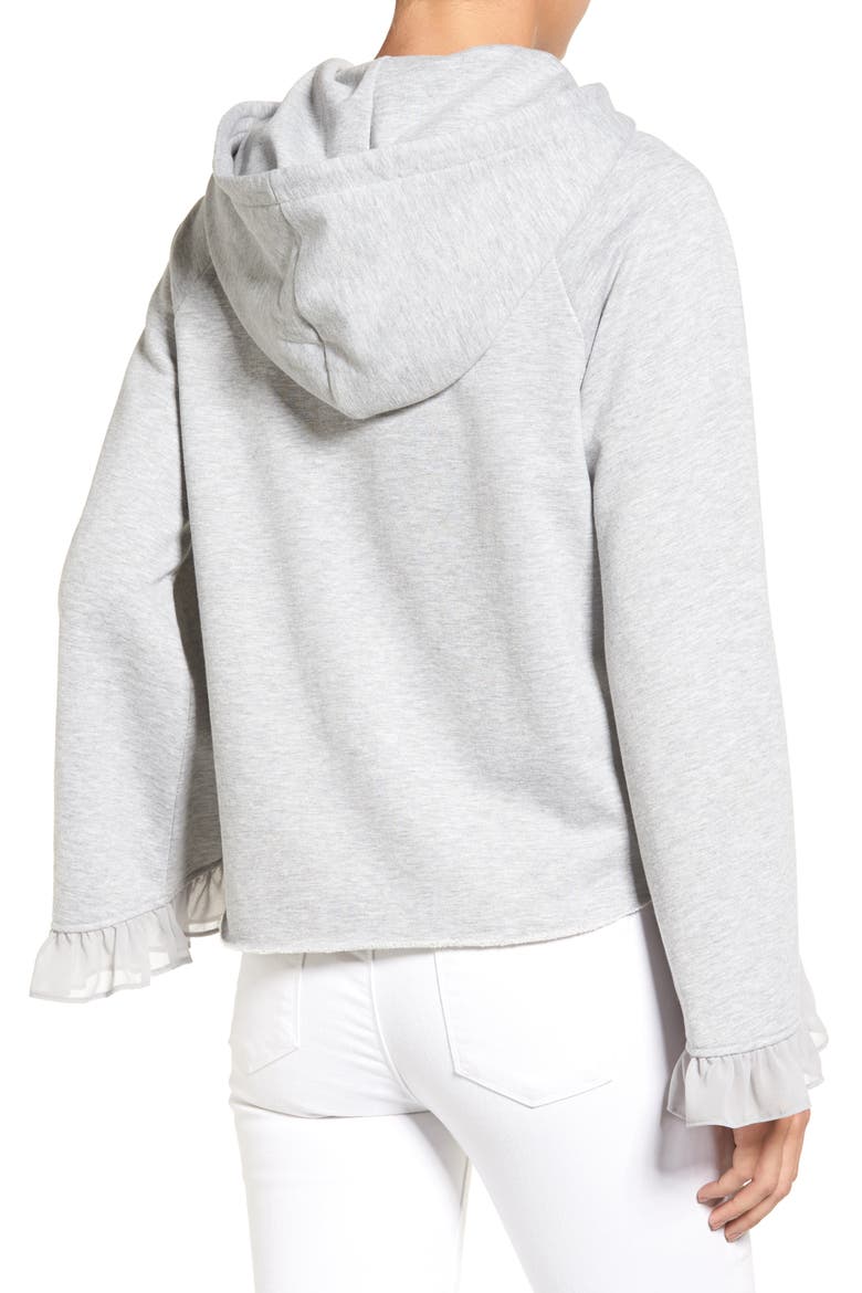 Ruffle Bell Sleeve Hoodie, Alternate, color, GREY HEATHER
