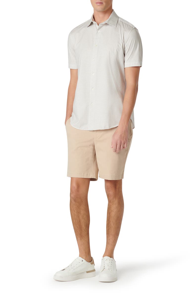 Bugatchi Miles OoohCotton<sup>®</sup> Geometric Short Sleeve Button-Up Shirt, Alternate, color, 