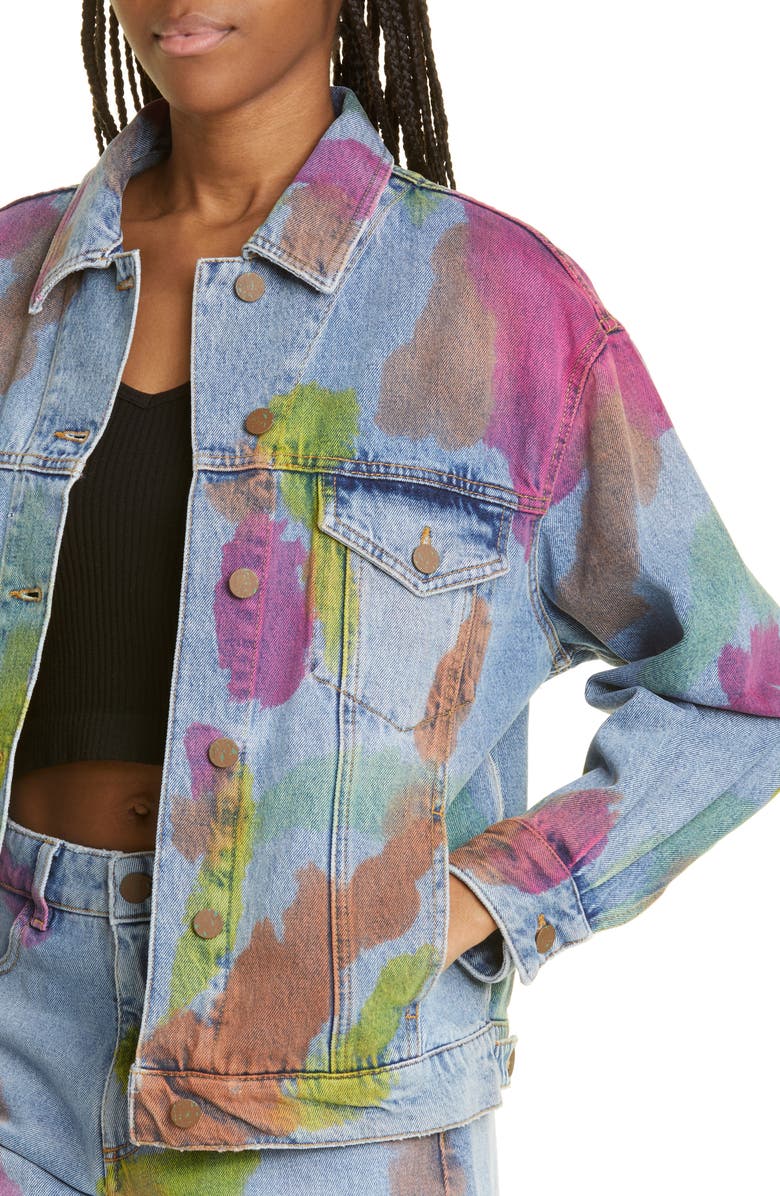 Palm Angels Tie Dye Denim Jacket, Alternate, color, 