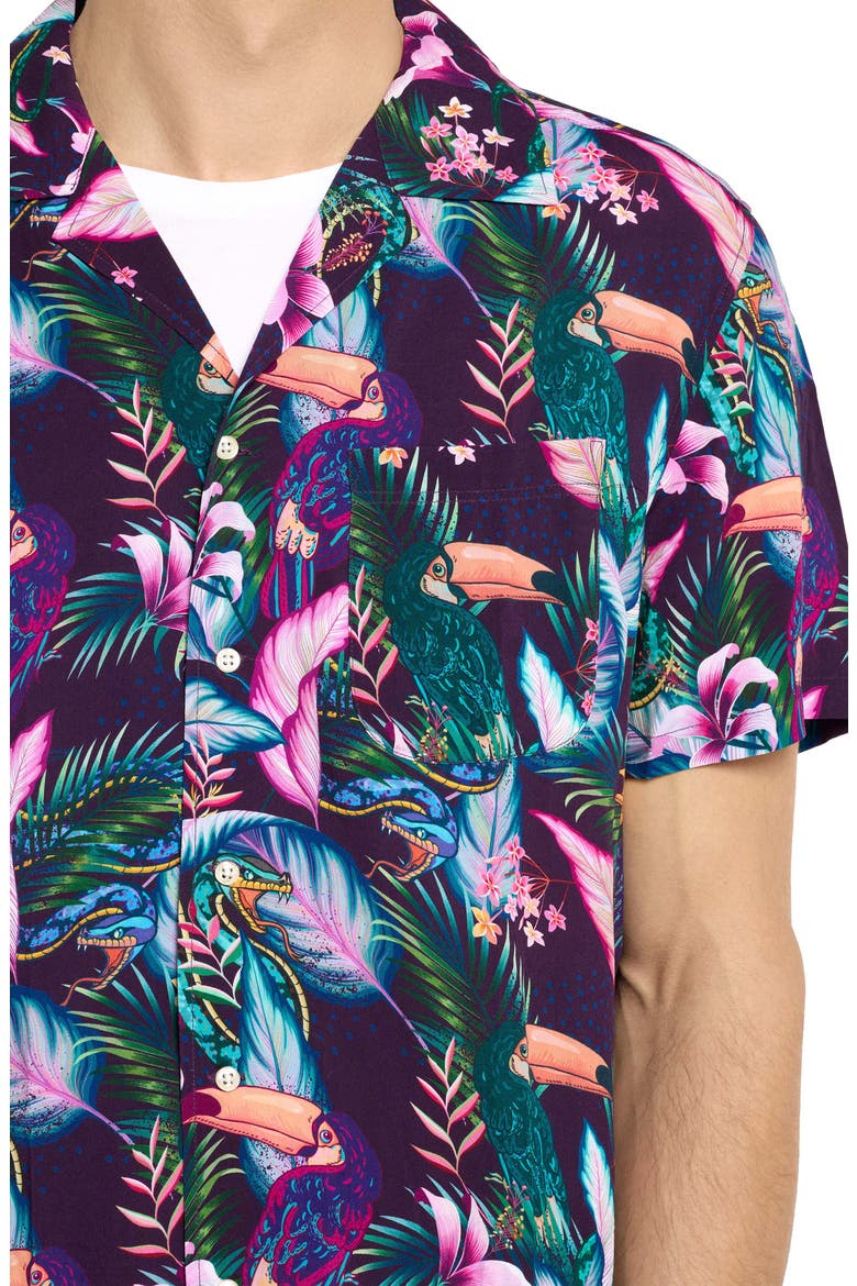 Tropical Jungle Camp Shirt, Alternate, color, PURPLE MULTI