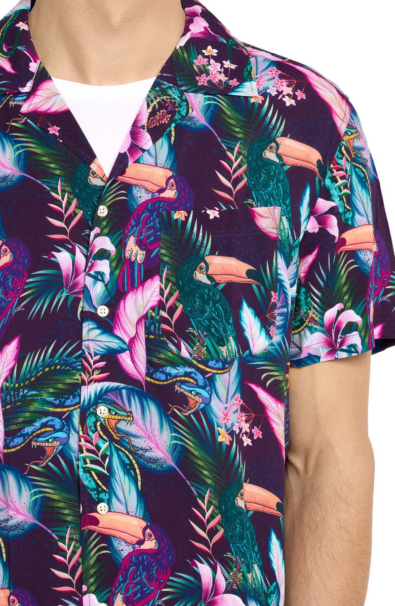 OppoSuits Tropical Jungle Camp Shirt, Alternate, color, Purple Multi