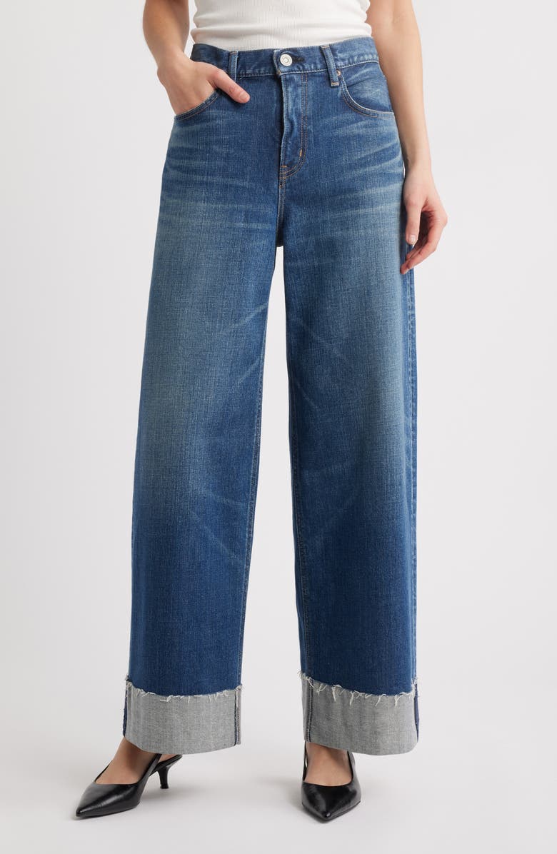 MOUSSY VINTAGE Lebittown Cuffed Superwide Leg Jeans, Main, color, Blue