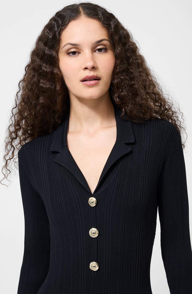 French Connection Long Sleeve Rib Knit Maxi Dress, Alternate, color, Black