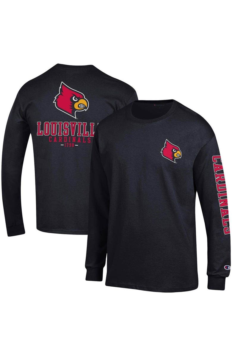 Champion Men's Champion Black Louisville Cardinals Team Stack Long Sleeve T-Shirt, Main, color, 