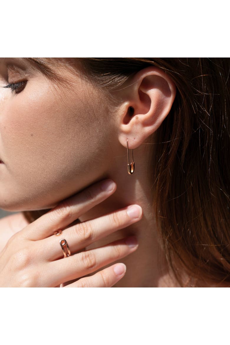 Sterling Silver Safety Pin Earring, Alternate, color, Rose gold