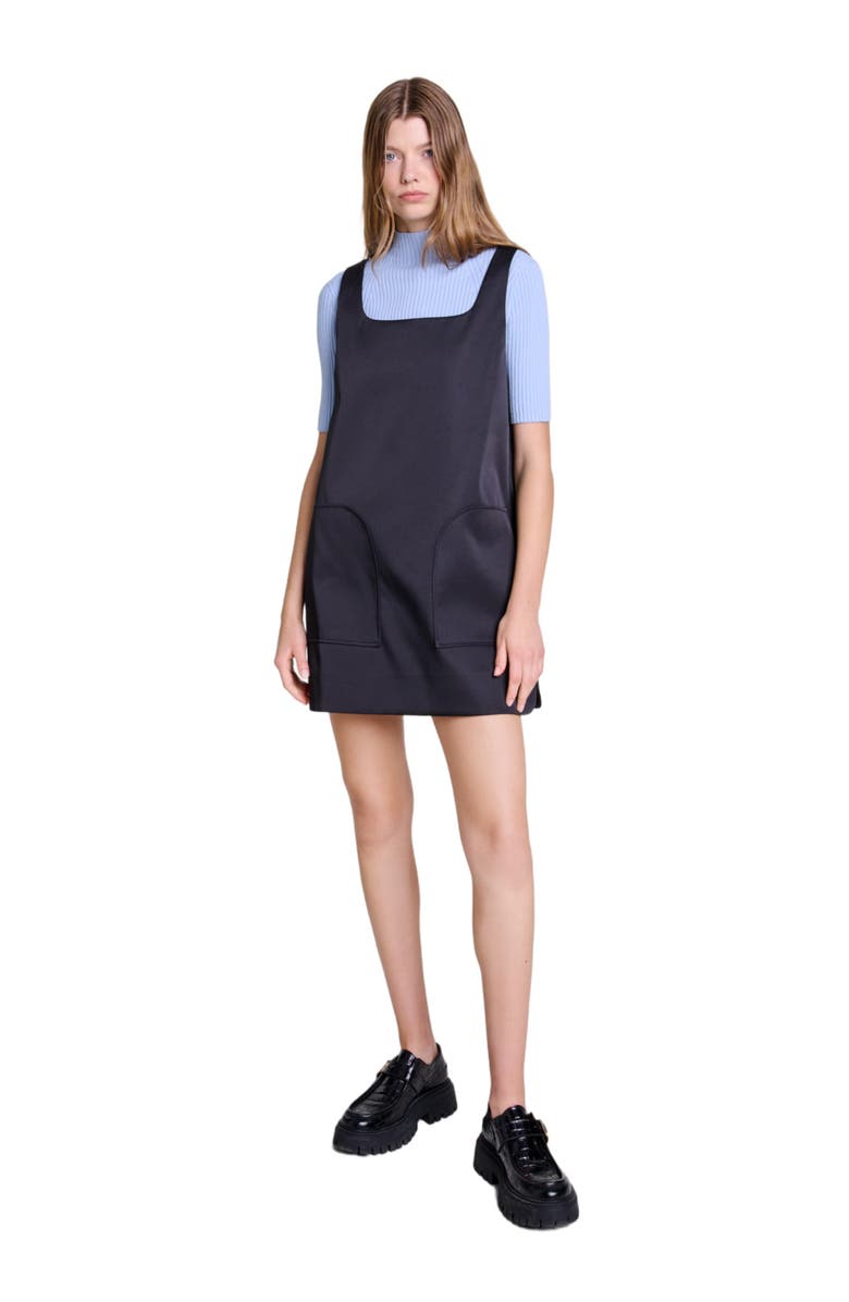 maje Satin pinafore dress, Main, color, 