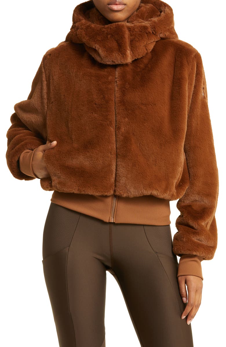 Alo Foxy Faux Fur Hooded Jacket, Alternate, color, 